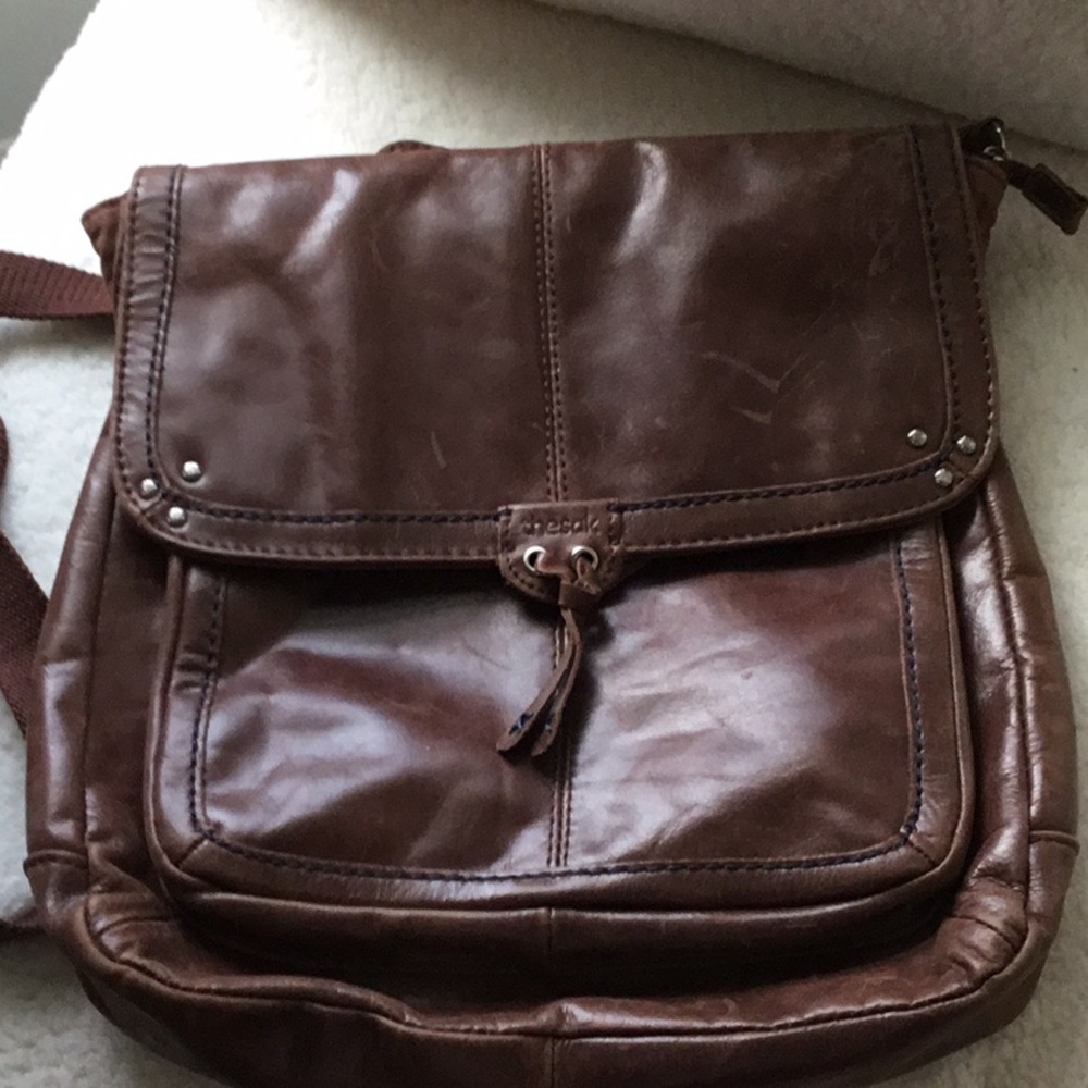 The Sak Brown Leather Backpack with Rounded Corners